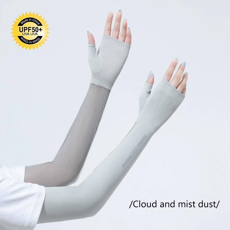 

Летние перчатки с защитой от ультрафиолета для мужчин и женщин, перчатки для велоспорта, длинные дышащие перчатки для рук, летние женские прохладные перчатки светло-серый