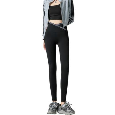 Shark Leggings mit gekreuztem Bund für Damen-Hosen für Frühling und Herbst, Bauchstraffend, Gesäßstraffend, Barbie Fitness Yoga-Hosen für Frühling und Herbst