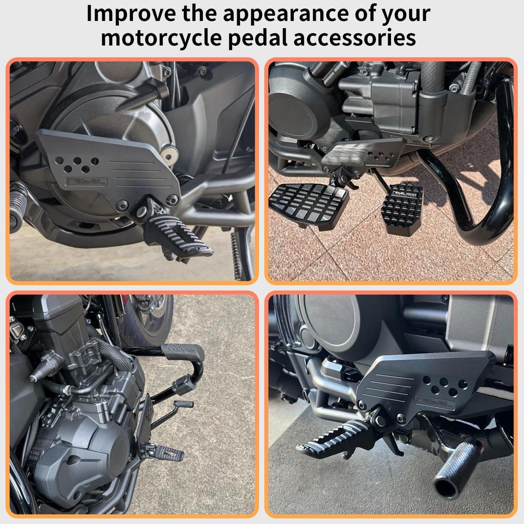 WOOGA Motorcycle Front Footpeg Protection Cover Footpeg Footrest Set Foot Plate Guard Protector Applicable Models Honda Rebel CMX1100 / DCT CMX 1100 P