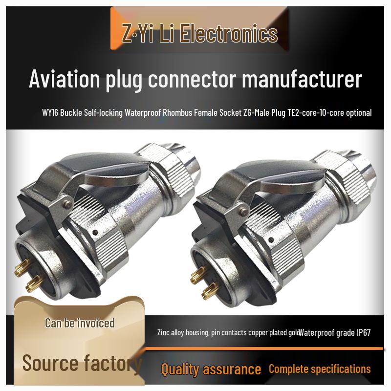 

Waterproof Aviation Plug WY16-234579, 10-Pin Core, M16, Diamond Flange Socket, Gold-Plated Pin Diamond Female Socket 5P