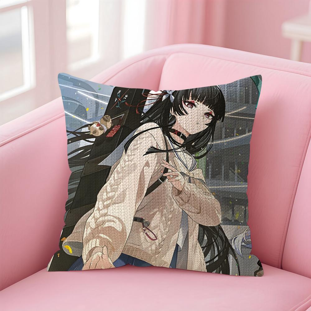 Game Wuthering Waves Chisa Cushion Cover Natural Linen Pillow Case Double-Sided Print Decorative Sofa Pillowcase Home Decor Gift