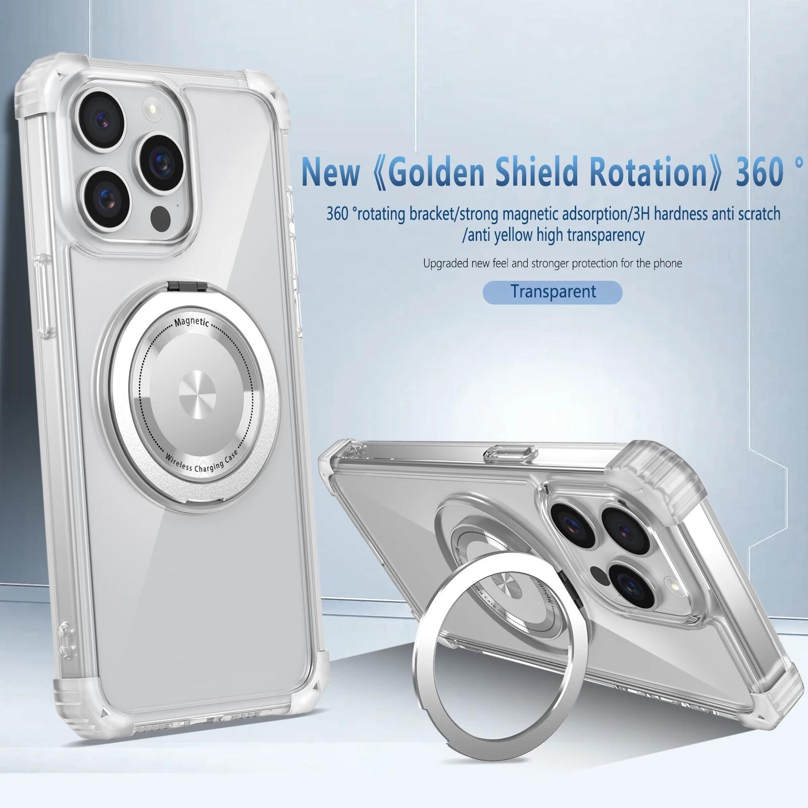 

Вращающийся на 360 градусов чехол для телефона с защитой от падения для iPhone 12 13 14 15 Pro Max 15 Plus Магнитный чехол для IPhone13 14 15 ProMax For IPhone 13 ProMax прозрачный