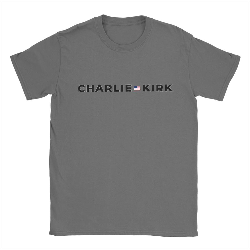 Casual Charlie Kirk Logo T-Shirts Men Round Collar Cotton T Shirt  Short Sleeve Tees Big Size Clothing