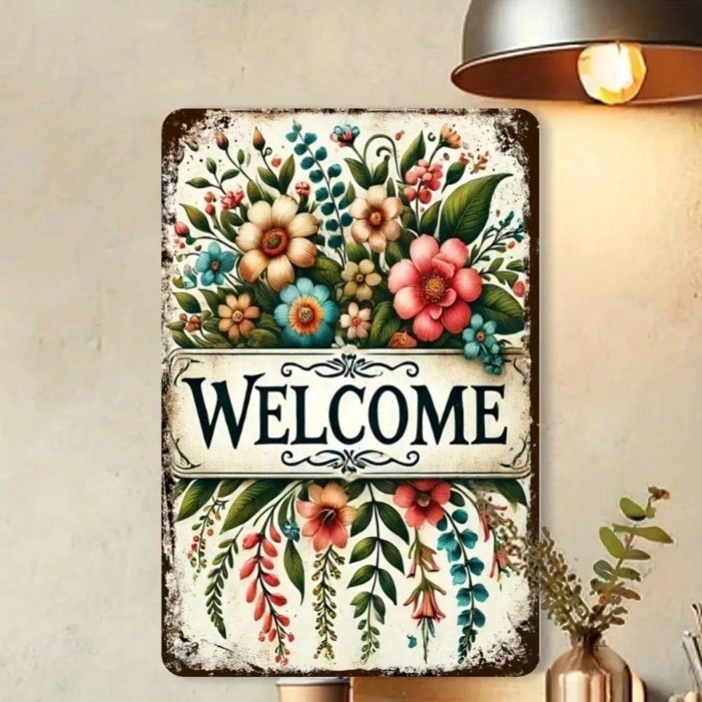 Metal Wall Art Poster, Spring Flower Home Decor, Vintage Tin Sign