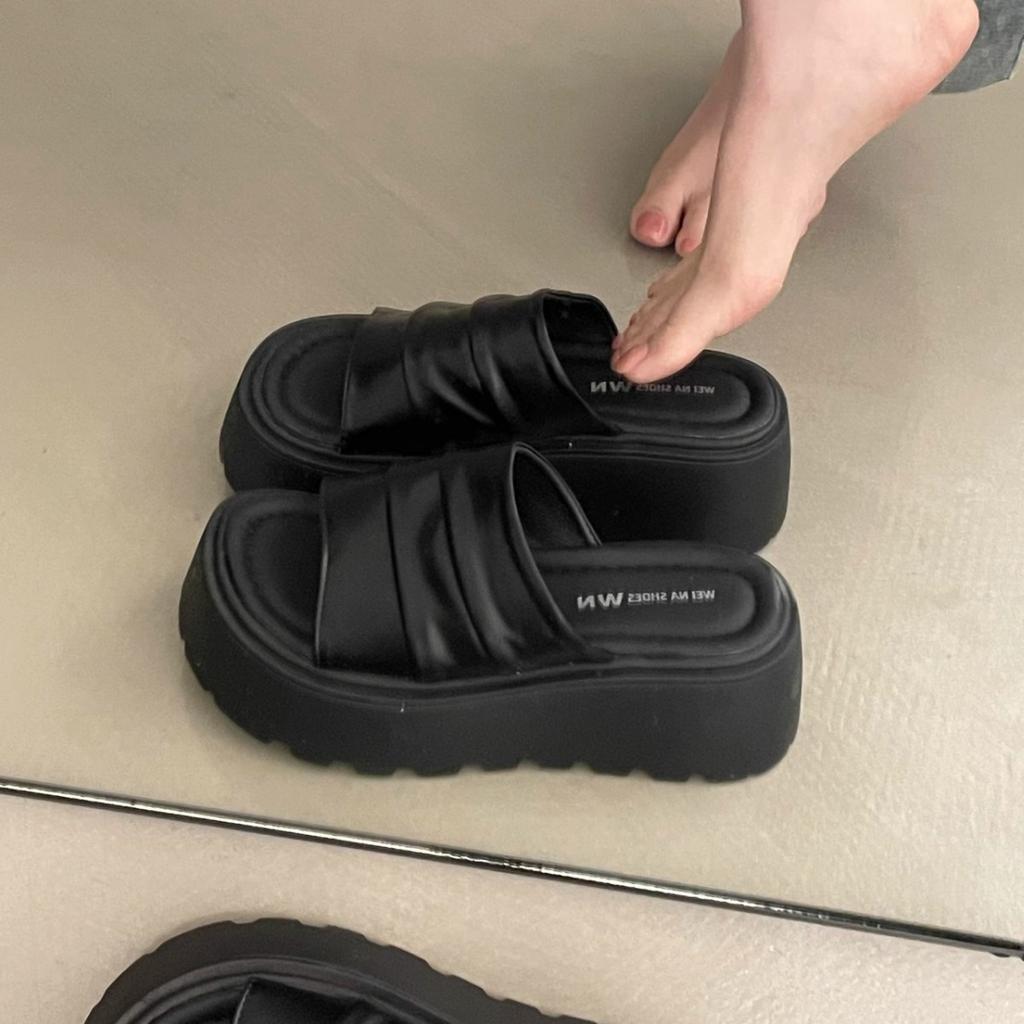 [R & D arch sole] Lovanson's thick-soled one-word slippers women's 2025 summer wear cool slippers