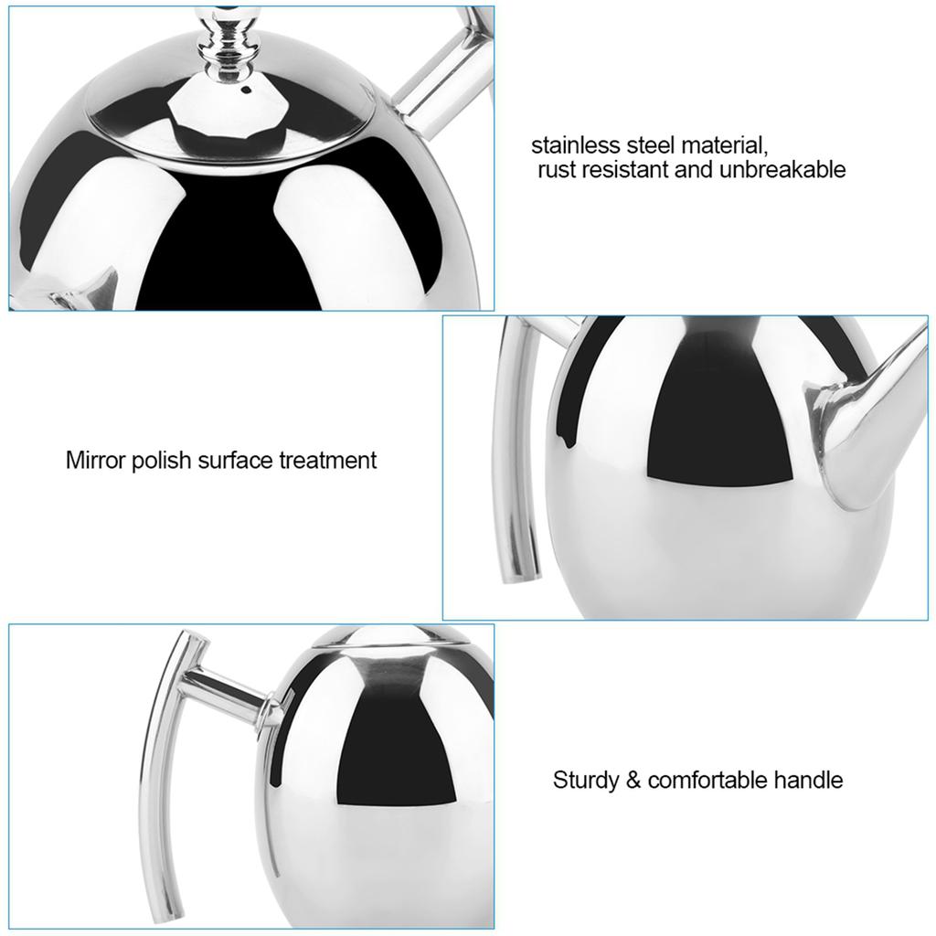 Coffee Water Kettle Stainless Steel Teapot Tea Coffee Water Kettle Container with Removable Mesh Filter 1000ml/1500ml