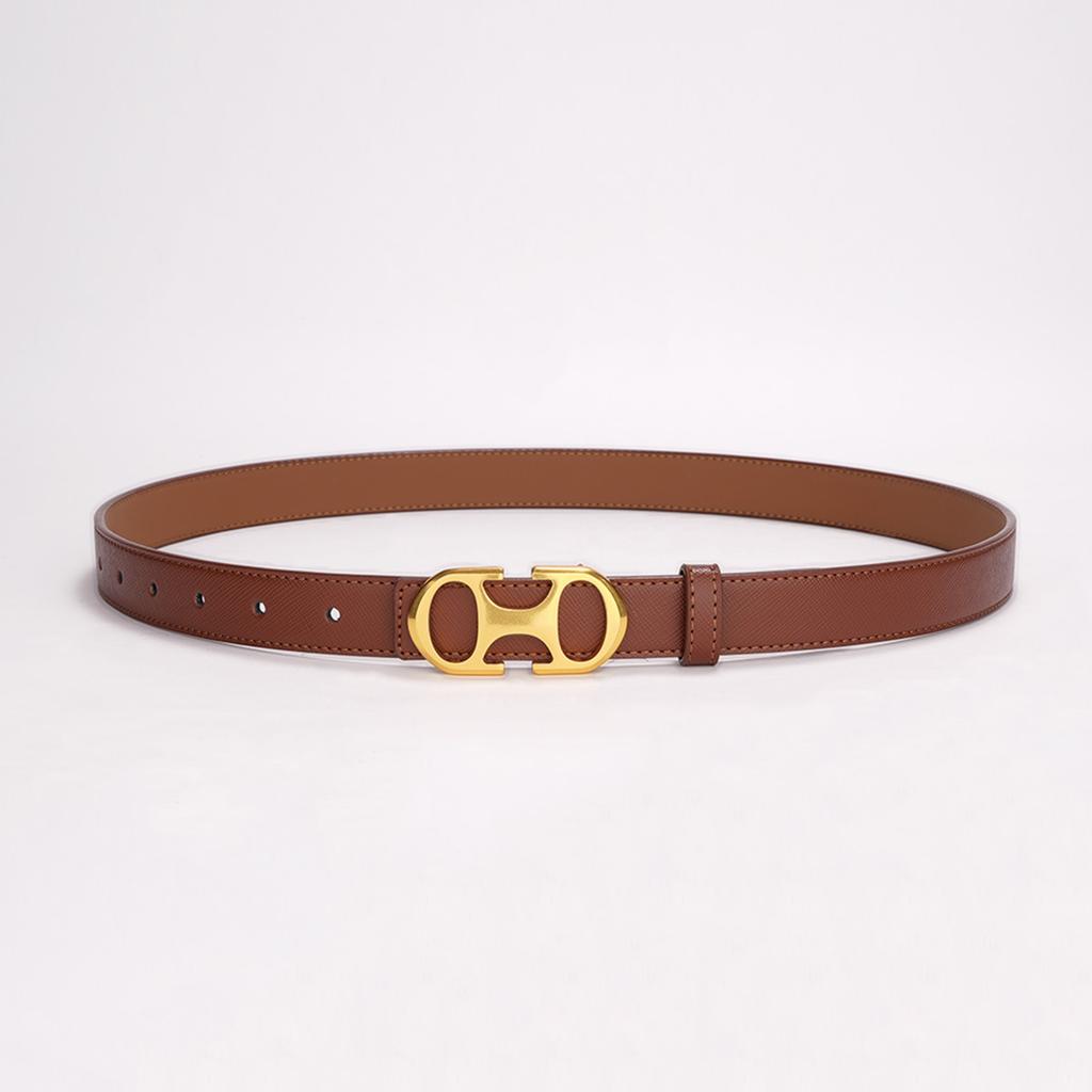 Belt Women'S Gold Smooth Buckle Head Belt Fashion Simple Style Versatile Premium Sense Women'S Waist Decorative Belt Women'S
