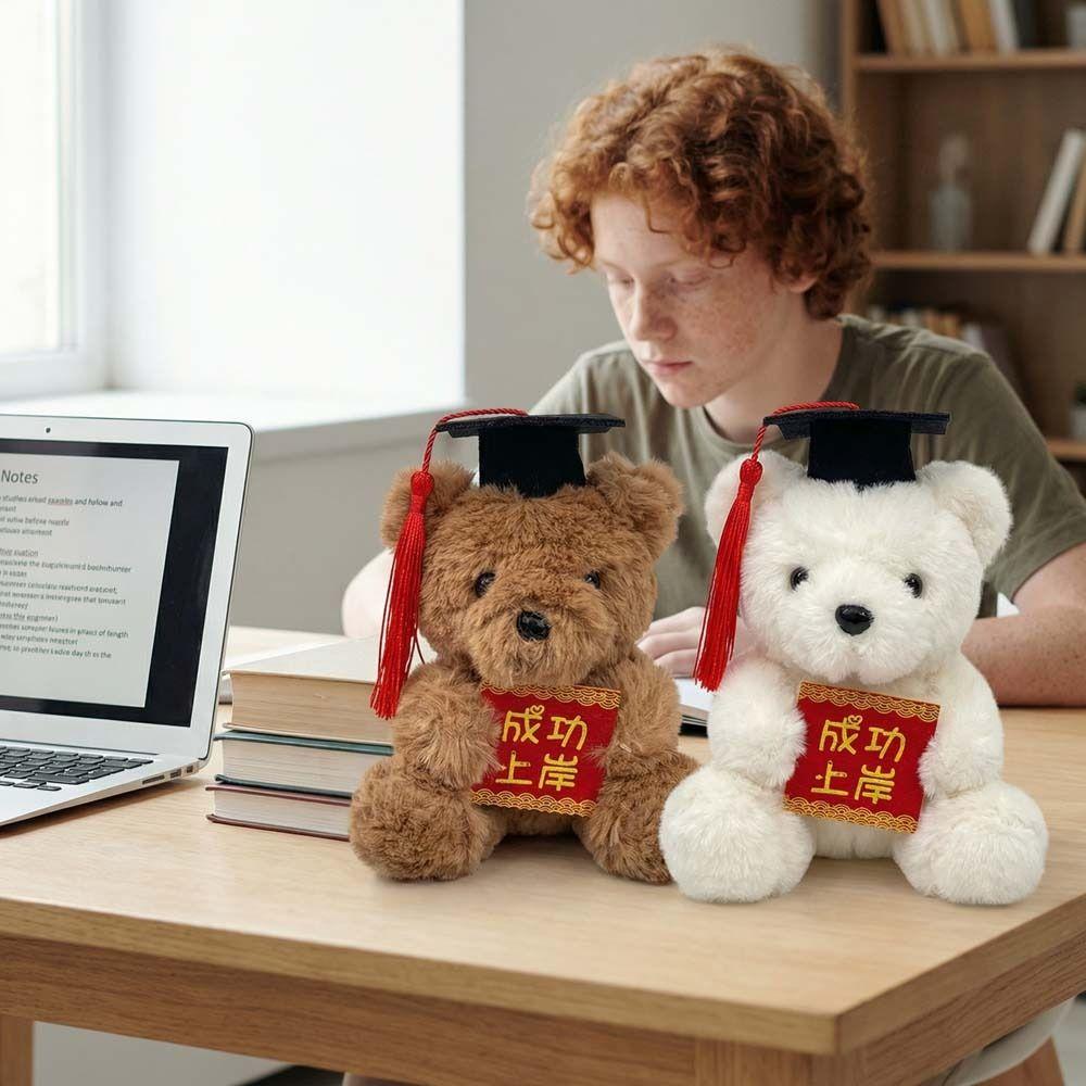 Cute Graduation Bear Plush Toy Soft Stuffed Dr Bear Plush Doll Backpack Accessory