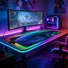 LED Lighting RGB Mouse Pad E-sports Game Keyboard Pad Table Mats Neon Aurora Astronaut Laptop Accessories Deskmat Mousepad Gamer