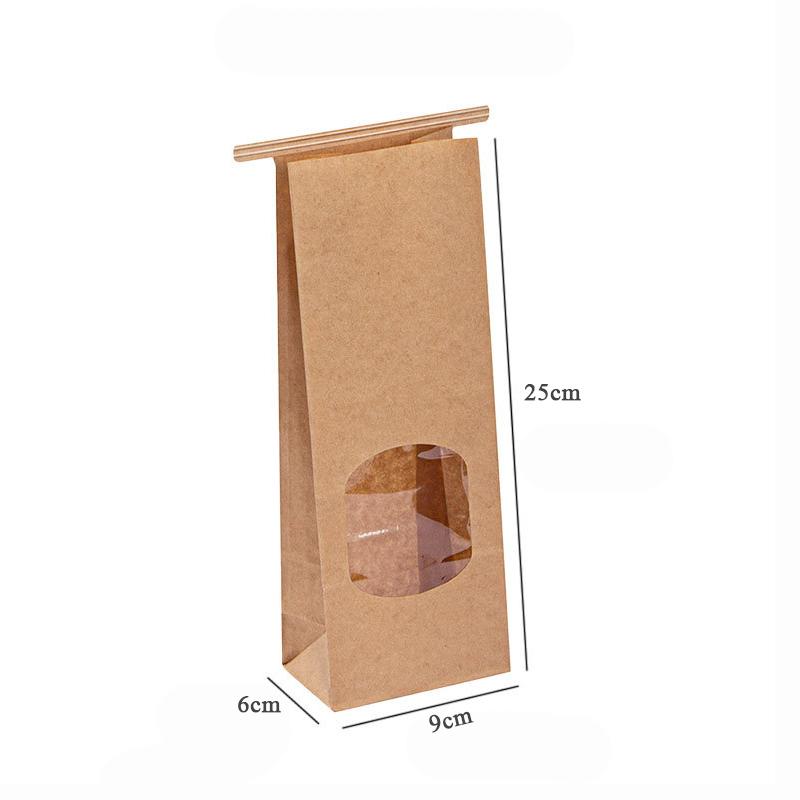 10Pcs Bakery Bags, Window Sealing Kraft Paper Bags for Cookie Sandwich Bread Snack Foods -Takeout Bags, Party Wedding Supplies