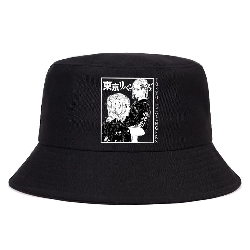 

2021Tokyo Revengers Summer hat Anime Printing Style Women Unisex Panama Bucket Hat Cap The Design Flat Visor Harajuku Fisherman Hat