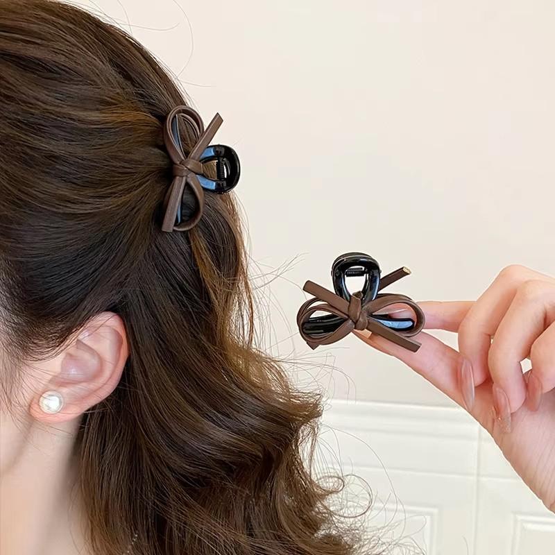 2pcs Vintage Leather Bow Small Hair Claw For Women Girl Sweet Hair Ornament Claw Clip Hair Clip Hairpin Hair Accessories