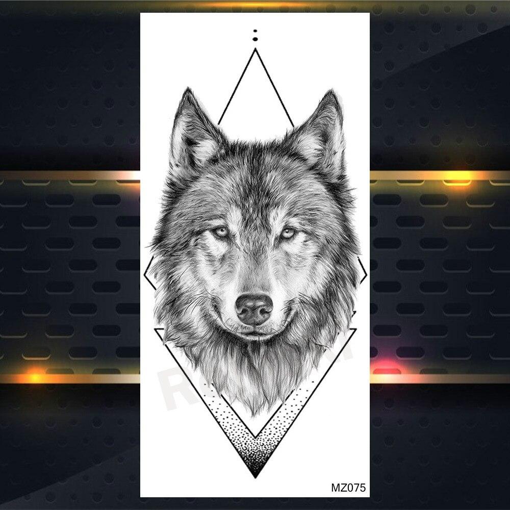 Adler Temporäre Tattoos für Männer Frauen Wolf Schwarz Tier Tattoo Tiger Wald Elch Geometrie Berg Fake Tatoo Skorpion Hände Arm