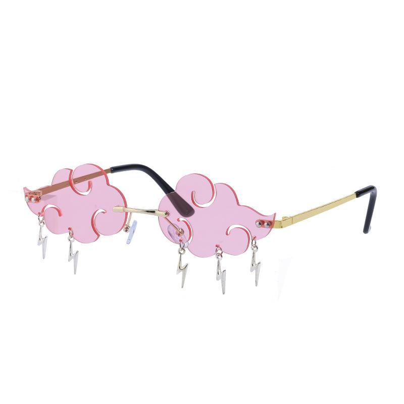 Lightning Pendent Sunglasses Funny Clouds Shaped Sunglasses Rim-Free Sunglasses 90s Disco Party Spectacles Sun Spectacles Steampunk