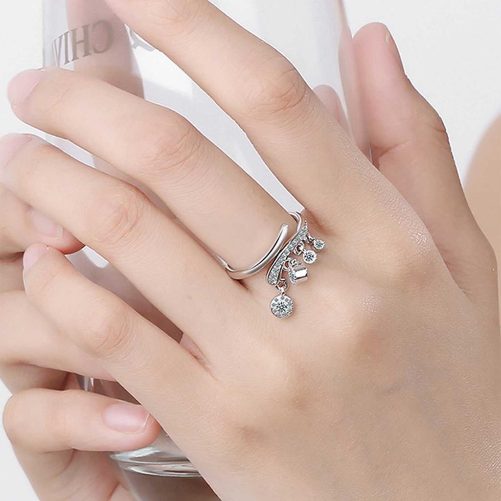 Dangle Ring Tiny Open Rings Statement Finger Rings Dainty Zirconia Jewelry
