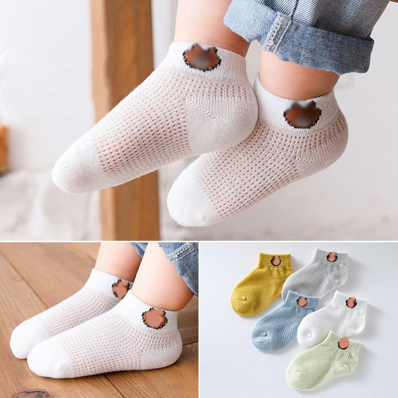 5 Pairs Kids Socks Spring Summer Cotton Girls Socks Cute Flowers Strawberry Pattern Children Baby Sock Mesh Thin Summer Socks