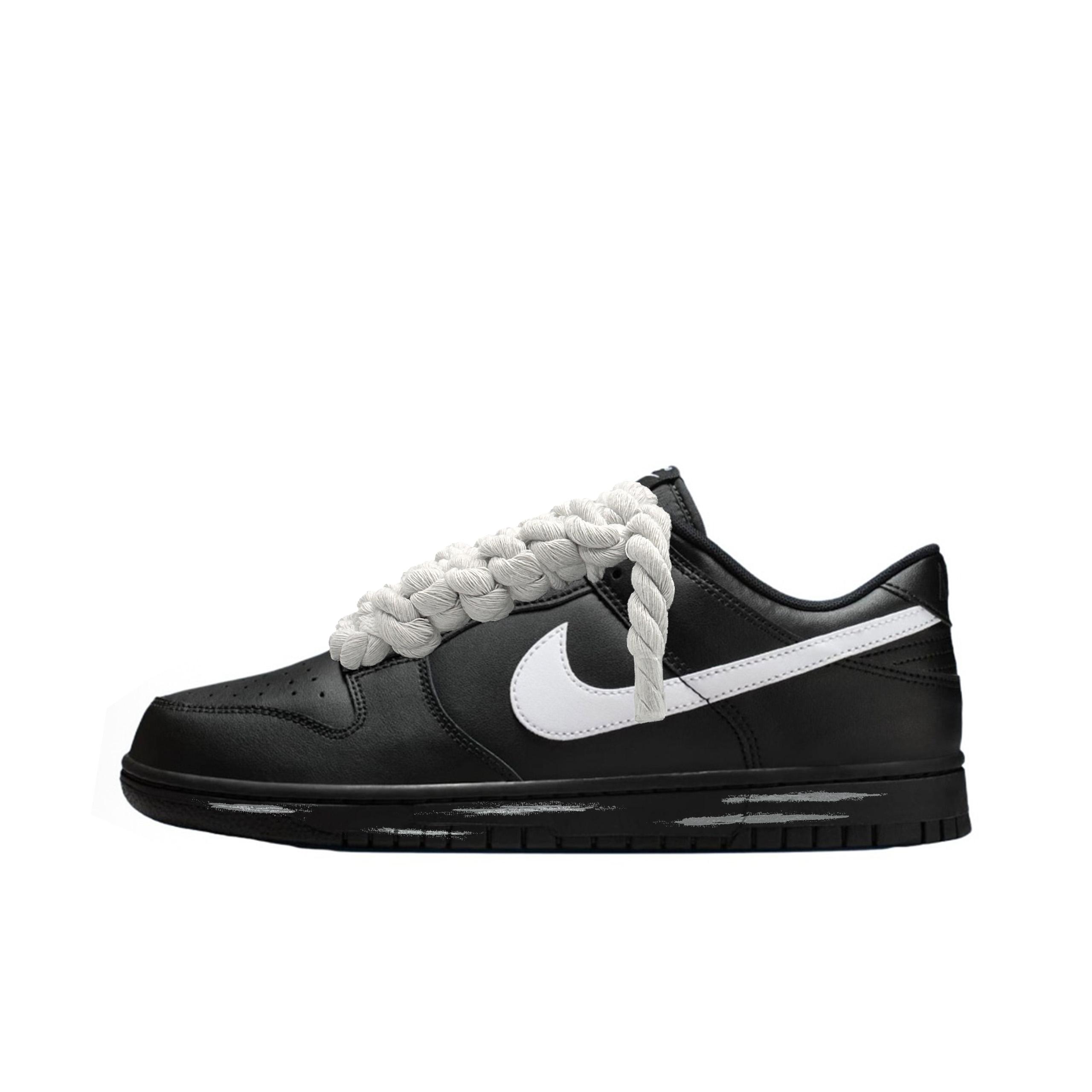 

Nike Dunk Plain Shadow Black Domain Leather Low top Skateboard Shoes Men s Black White IO7606-010(Team471-) 42.5
