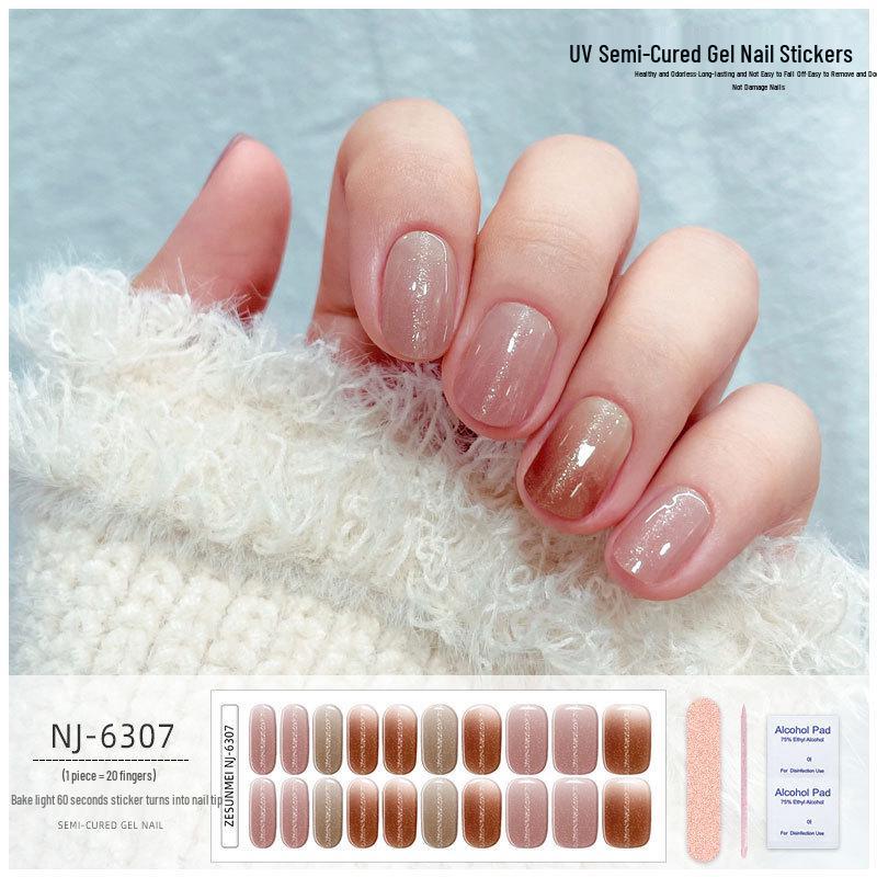 Solid Color Cat Eye UV Gel Nail Stickers: Waterproof, Long-Lasting, Light-Curing, Semi-Cured Nail Art.