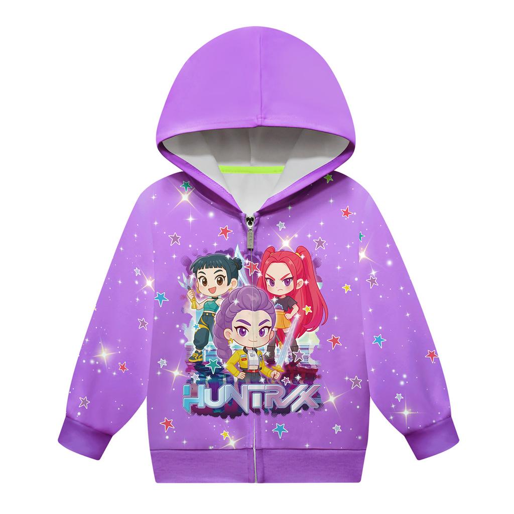 Girls Hoodie 3D Cartoon Jacket Sweatshirt Music Zip Hooded Long Sleeve Tops