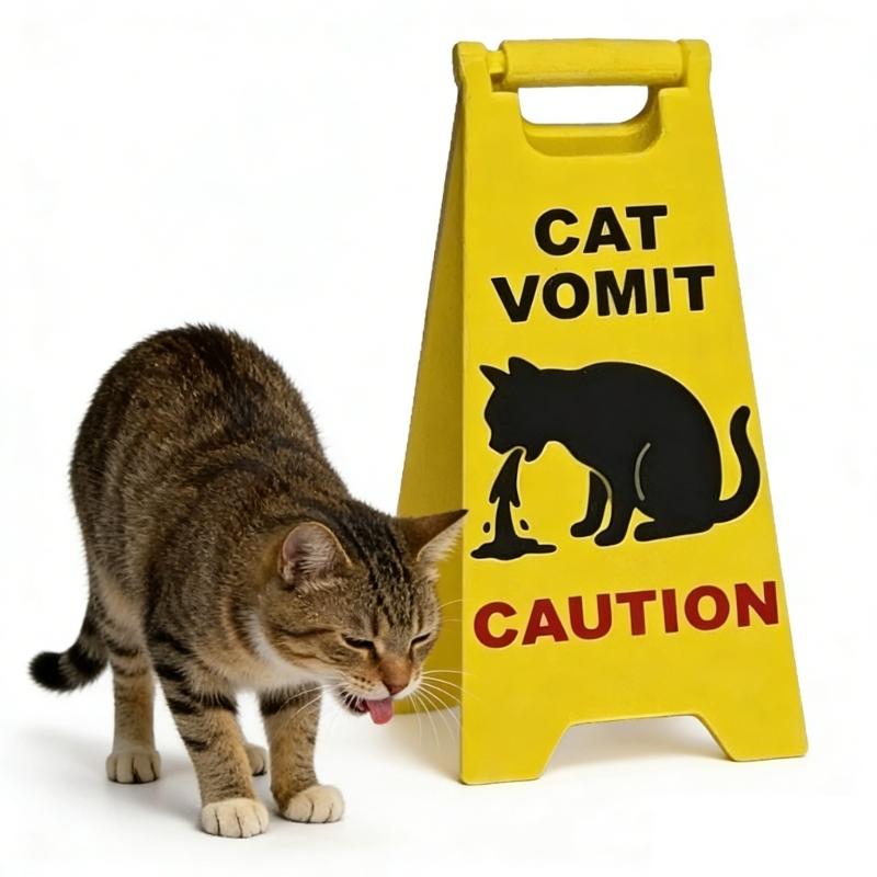 1Pc Cats Vomit Caution Signs Cats Vomits Warning Signs Desk Decorations Funny Novelty Cats Vomit Signs for Home Decors