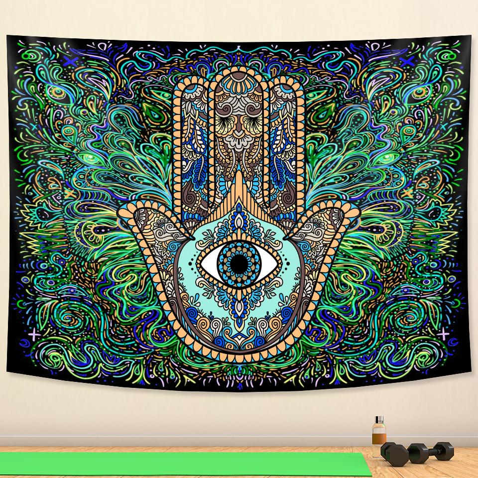

Lucky hand home decoration tapestry wall hanging Mandala witchcraft tapestry yoga mat Bohemian Upholstered Sofa blanket 95x70cm