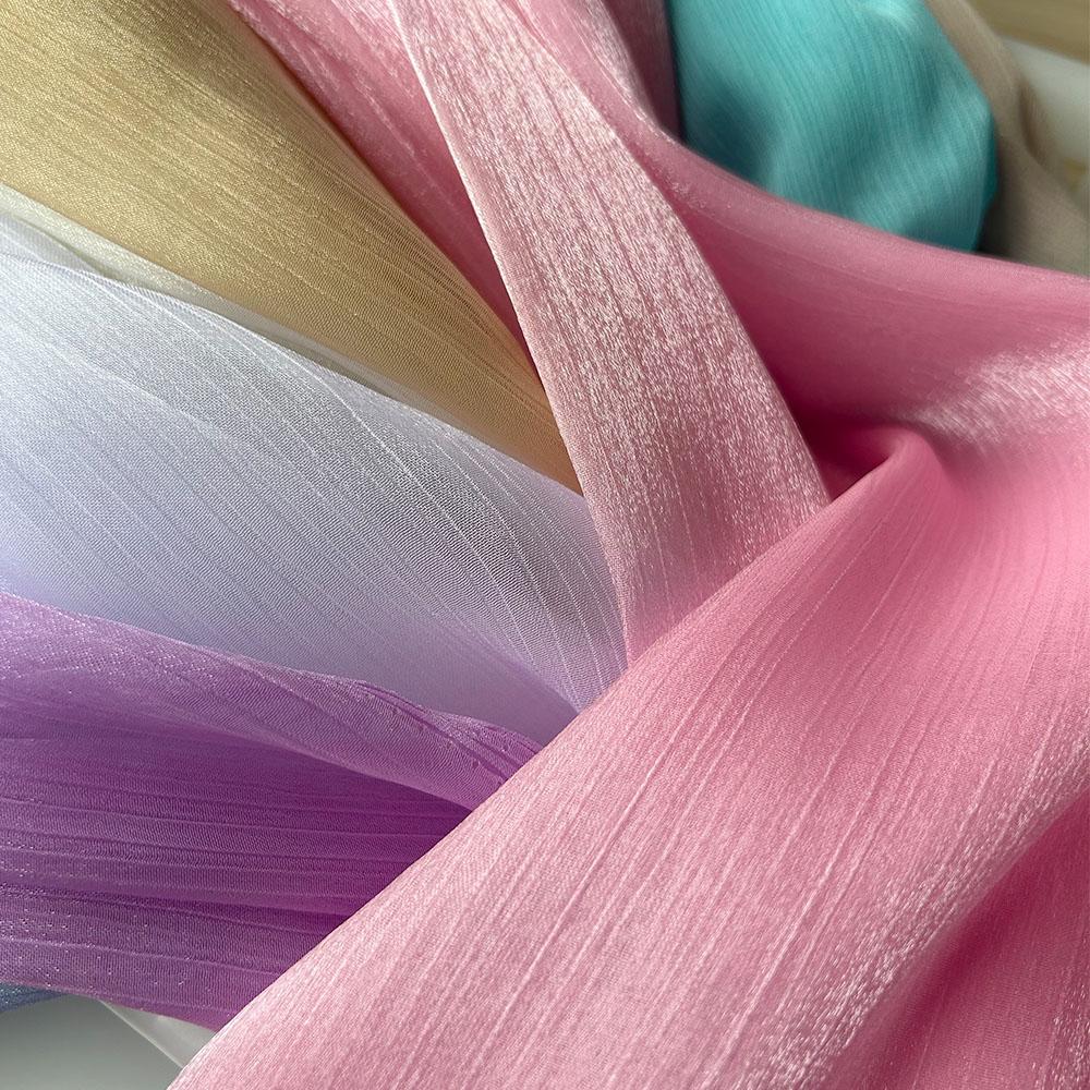 Glitter Shiny Crinkled Chiffon Fabrics Lightweight Soft Sheer 45x145cm For DIY Women Dress Clothing Home Decor Sewing Materials