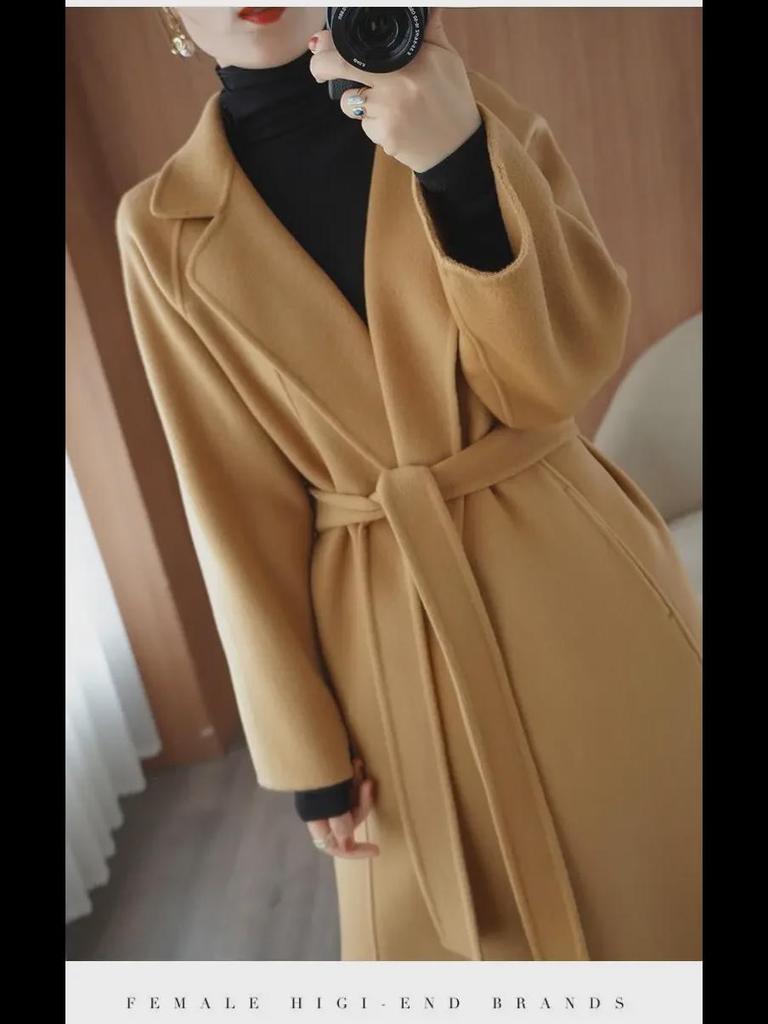 Women's Plus Size Woolen Over-the-Knee Long Coat - 2024 Autumn/Winter Collection