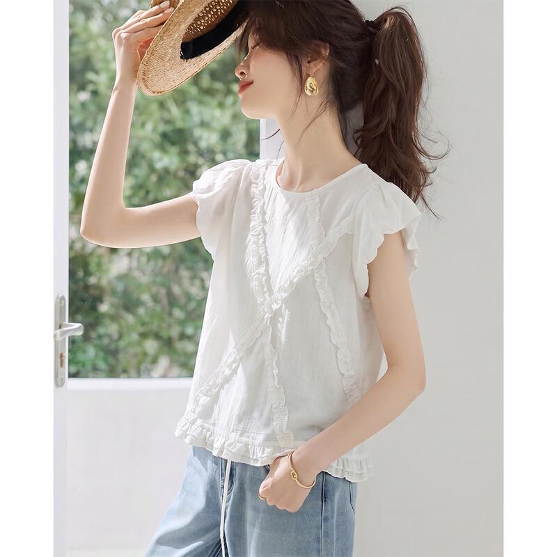 TERRE BLEUE Women s Loose Fit Short-Sleeve T-Shirt M белый