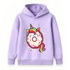 Kids Boys Girls Cute Unicorn Donut Print Pullover Hoodie Casual Long Sleeve Sweatshirt with Rainbow Sprinkles Cartoon Design for Children Daily Wear P