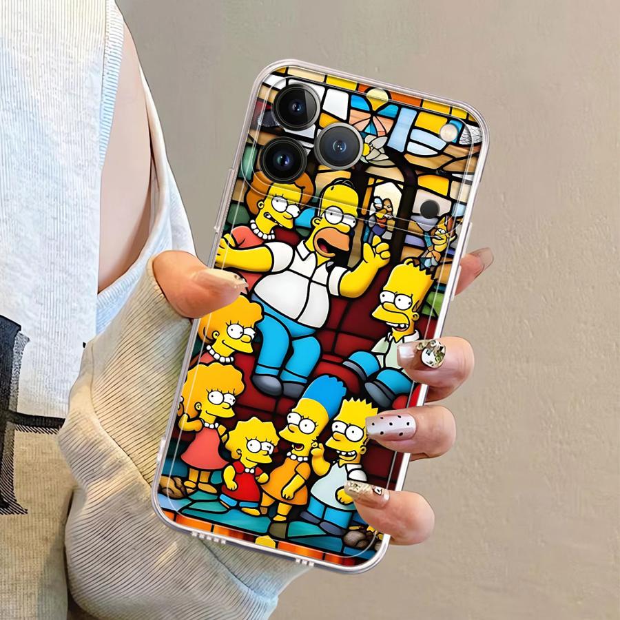 The Simpsons Cartoon Soft Phone Cover Case for iPhone 17 Pro Max 17e 13 Pro XR 11 Air 12 Mini 16 15 14 Plus XS Max