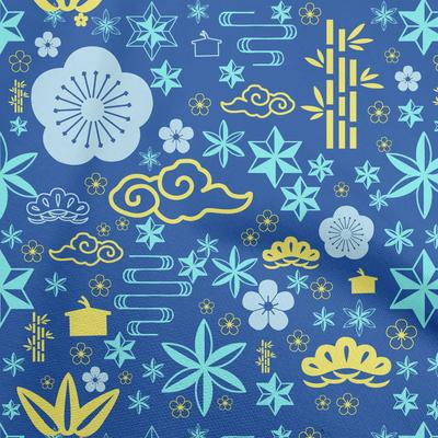 Cotton Flex Blue Fabric Asian Japanese Dress Material Fabric Print Fabric By The Yard 40 Inch