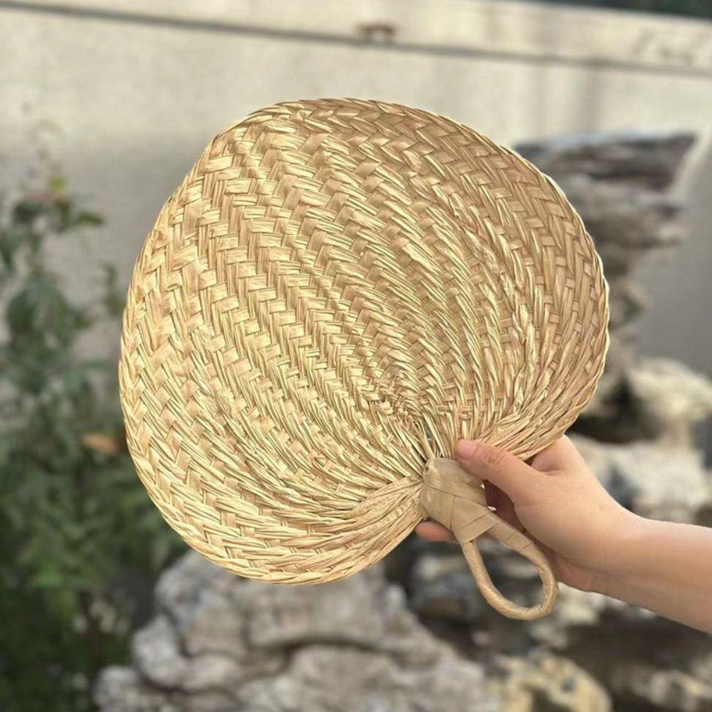 DIY Straw Woven Fans Home Decoration Bamboo Woven Fan Artificial DIY Fan Cooling Banana Fan