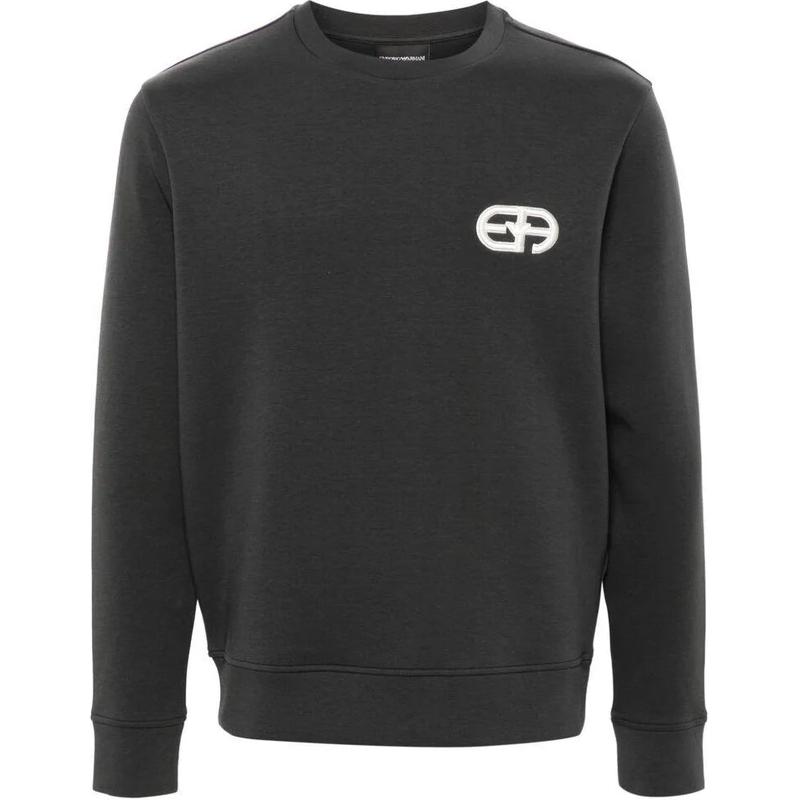 Emporio Armani Logo Crew Neck Fitted Long Sleeve Sweater Men sweater Gray 8N1ML7-1JHSZ-0842