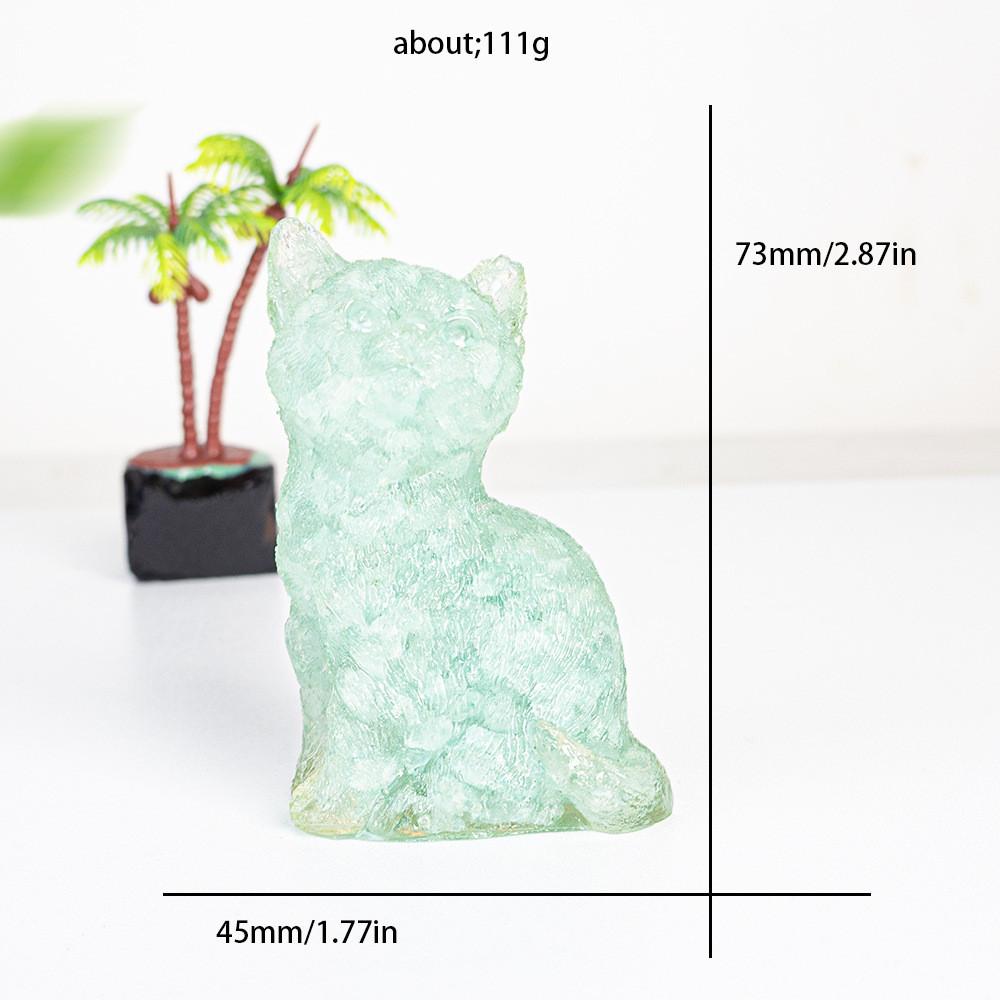Crystal Cat Resin Decor With Fortune Symbol For Office Desk Enhancements