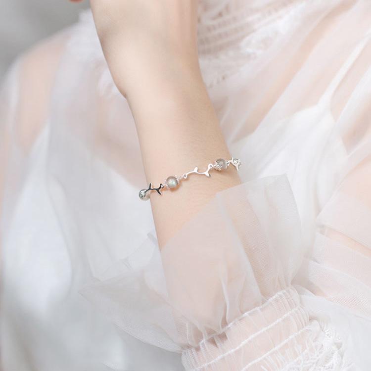 Minimalist S925 Sterling Silver White Gold-Plated Bracelet for Girls - Elegant Bestie Jewelry