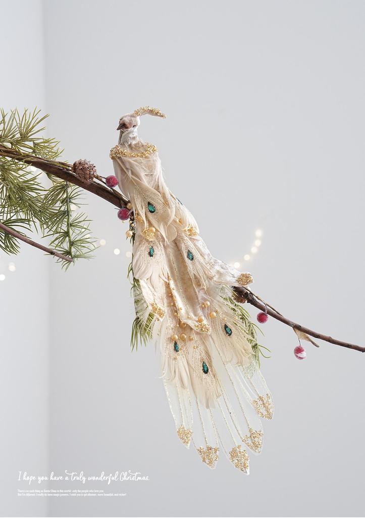 Festive Christmas Peacock Feather Clip Ornament for Home Décor