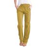Women Wide Leg Trousers Loose Drawstring Casual Pants Solid Colour Cotton Linen Spring Summer