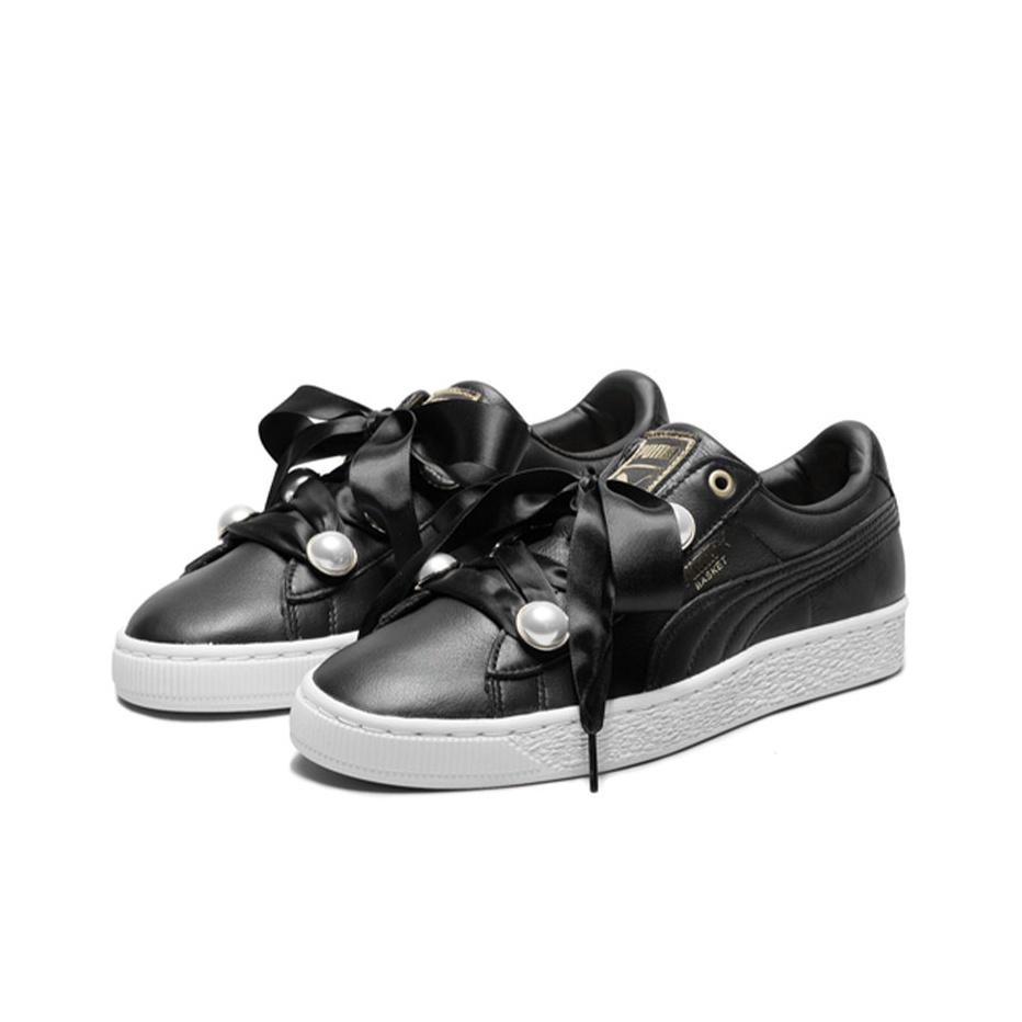 Puma Basket Bling Ribbon Low Top Sneakers Damen-Sneakers Schwarz 366732-04
