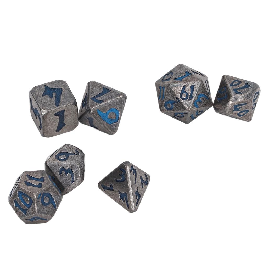 7 Stück Polyedrische Würfel Feiertagsparty Tabletop-Rollenspiel Leuchtende Metallwürfel für Männer Frauen