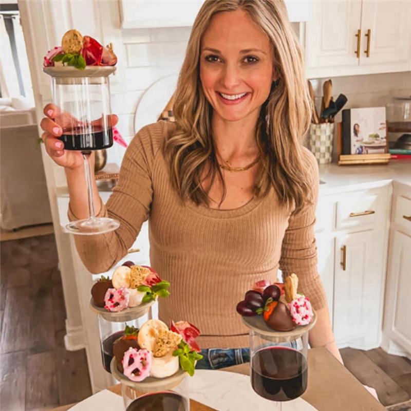 Practical-6Pcs Wine Glass Topper, 4Inch Wine Glass Charcuterie Topper Bamboo Wine Glass Topper Coasters