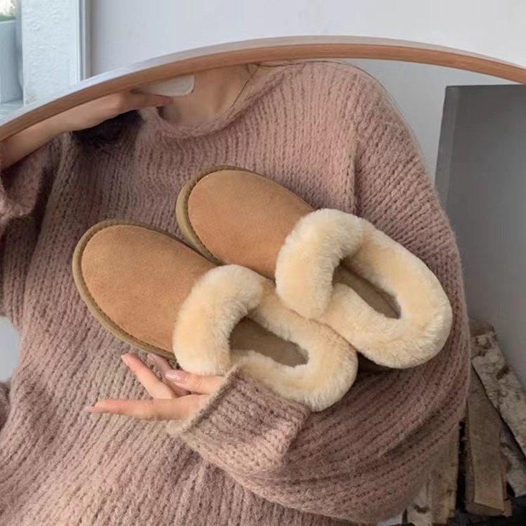 Big Celebration Thick-soled Low-top Snow Boots Women's Sheepskin and Fur Integrated 2025 New One-pedal Fluffy Winter Cotton Shoes