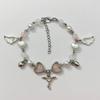 Fashionable Love Wings Beaded Bracelet Exquisite Love Y2K Pink Key Pendant Bracelet Women's Party Jewelry Friend Gift