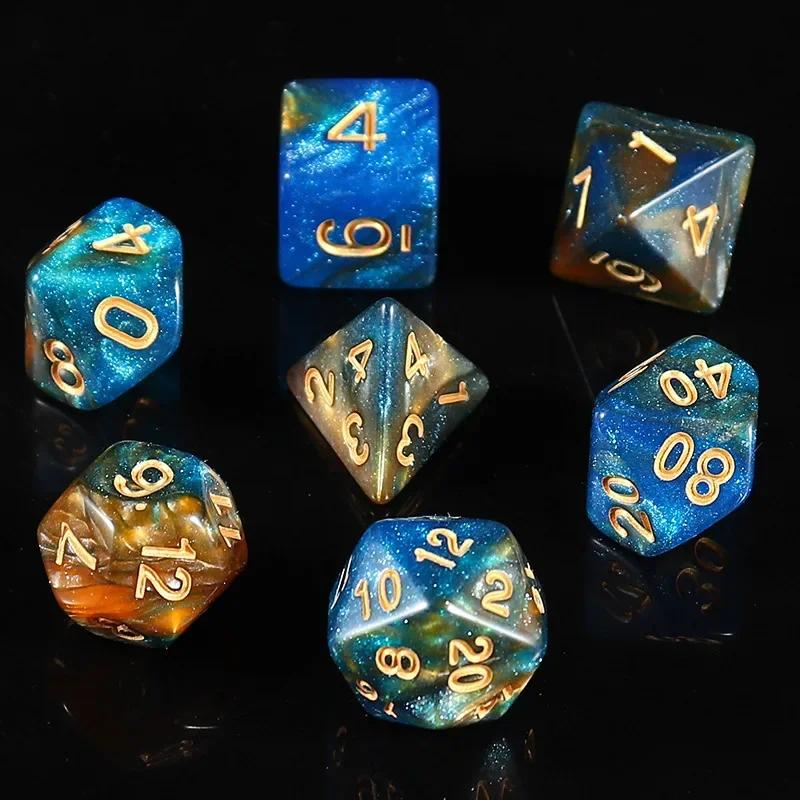 New Star Sky Style Illusion Color 4/6/8/10/12/20 Polyhedral Dice for DND TRPG Party Entertainment Dice Set Board Game Supplies