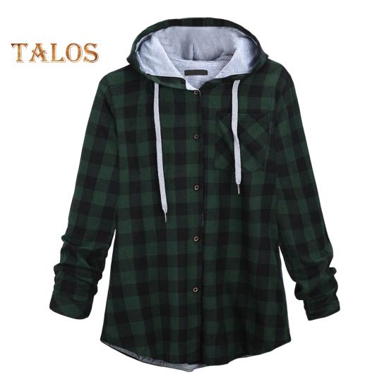 

Женское пальто с капюшоном, клетчатым принтом, завязками, однобортным жакетом, нагрудным карманом, рубашка, кардиган с длинными рукавами, осенне-зимняя повседневная офисная одежда, толстовка с капюшоном M зелёный