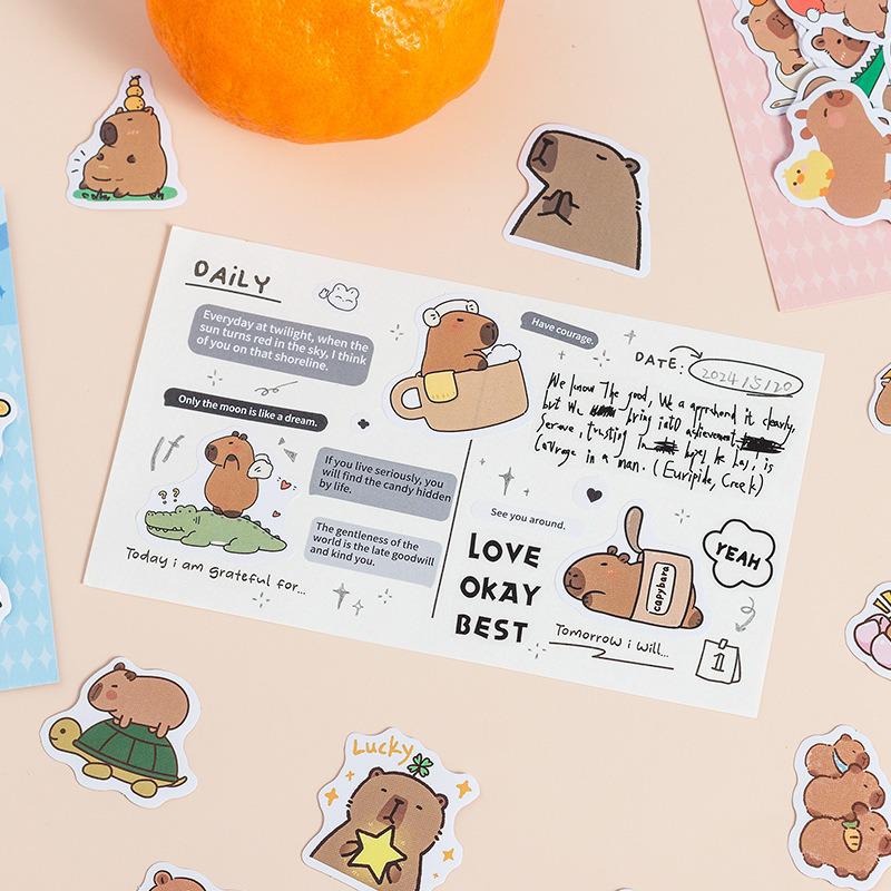 Capybara Paradise Cartoon Sticker Pack: Cute Journaling Stickers for Kids and Girls