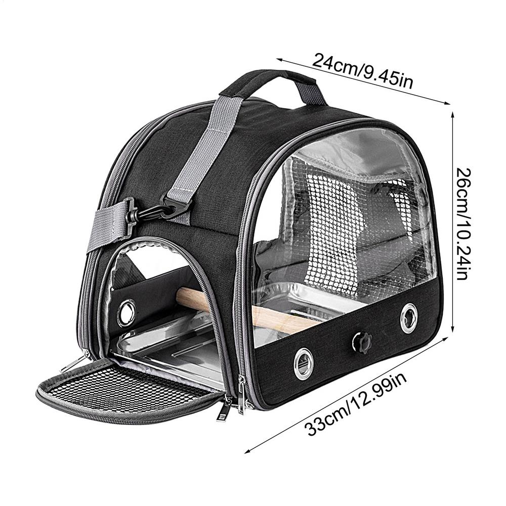 

Bird Carrier Bag Lightweight Backpack For Parrot With Shoulder Strap Breathable Small Animal Protector Portable Pet supplies чёрный