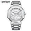 Sanda 7053 Business Waterproof Male Clock Luminous Date Full Stainless Steel Square Quartz Men Watch Reloj Hombre Fashion Luxury