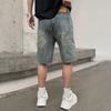 Summer tooling denim shorts men's trendy brand tooling loose large size straight five-point pants multi-pocket casual pants