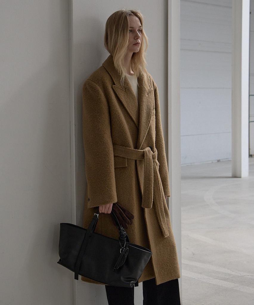 Themargot Alpaca Wool Hair Double Coat_Black