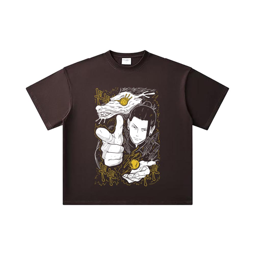 260 GSM Doppelgarn 32er Zählart 100% Baumwolle Jujutsu Kaisen V11 Geto Druck Unisex Schweres Baumwoll-T-Shirt